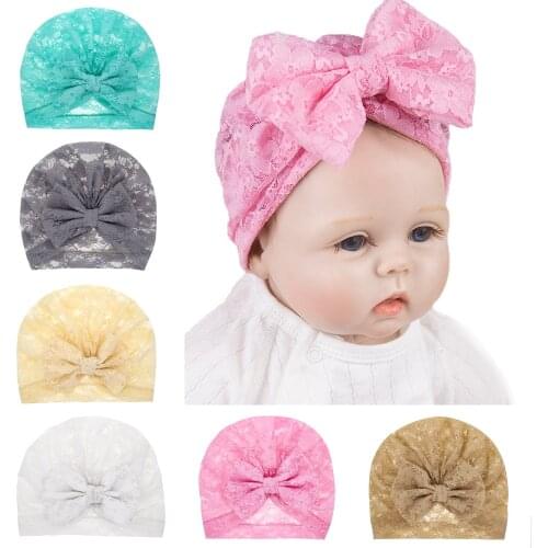 Fashion Childrens Lace Hat Newborn Bow Lace Hood Baby Transparent Lace Hat Baby Hats Newborn Baby Girl Photo Shoot Accessories
