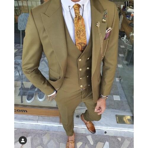 2021 New Solid Wide Peak Lapel Men Suits Costume Homme Business Grooms Wedding Tuxedos Terno Masculino Slim Fit Prom Blazer