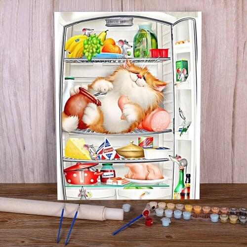 Animal Carton Cat Coloring By Numbers Painting Set Oil Paints 40*50 Painting On Canvas Handmade For Wholesale