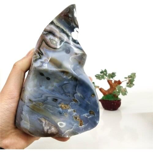 Natural Mineral Ornament Flame High Quality Ocean Jasper Crystal Torch Polished Marine Jasper Agate Palm Stone