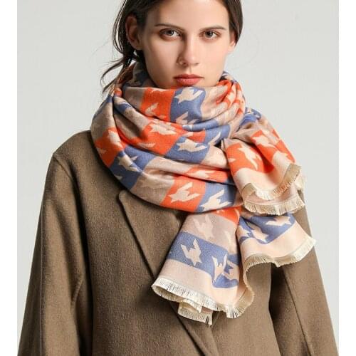 New Horse Print Wraps 2021 Luxury Winter Cashmere Scarf Women Brand Pashmina Neckerchief Double-sided Thick Warm Bufanda