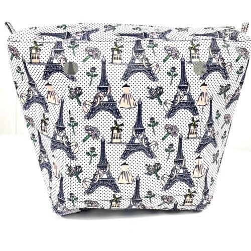 New White and Black Color Pattern Classic Size Canvas Fabric bag for Obag inner insert bag replacement