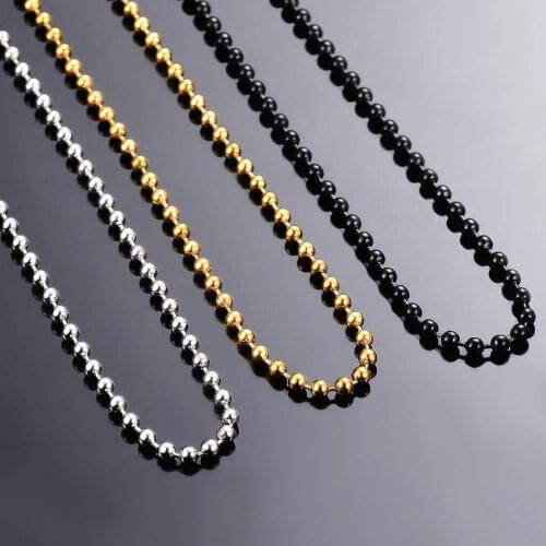 Wholesale 2.4mm Stainless Steel Bulk Ball Bead Chain Gold Black Necklace For Pendant Jewelry Making Accessories