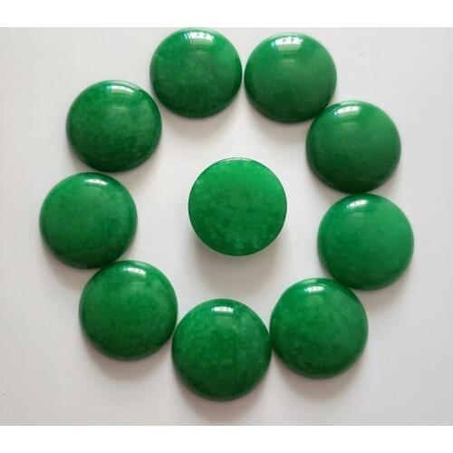 Wholesale fashion 10pcs/lot high quality green natural stone round cabochon beads for ring jewelry Accessories making free 25mm