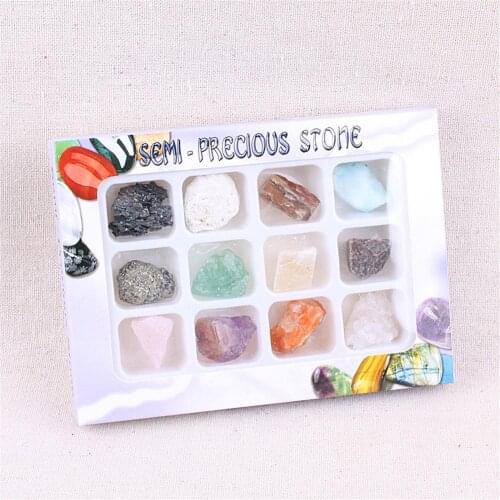 Wholesale 6boxes/Lot Hot Sale of 12 Kinds Large Particle Mixed Mineral Ore Specimens Raw Stone Geology Teaching Materials Random