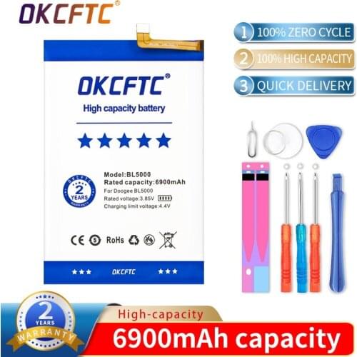 OKCFTC Original BL5000 6900mAh In Stock NEW Battery For DOOGEE BL5000 BL 5000 Mobile Phone High quality batteries + Free Tools