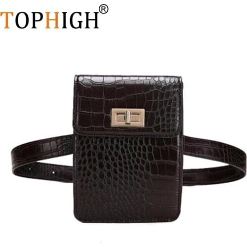 TOPHIGH Retro bag animal print alligator waist bag women luxury brand leather 2018 fall winter hight quality drop shipping