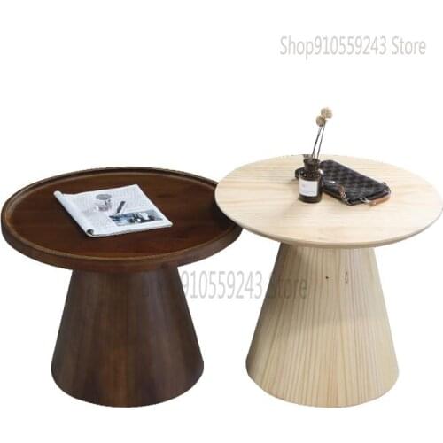Customized Shipping Nordic Solid Wood Sofa Side Table Seating Area Table Balcony Small Round Table Hotel Supplies Hotel Living R