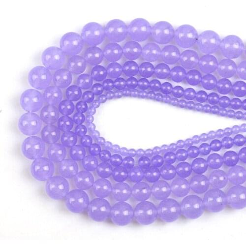 Purple Chalcedony Jades Natural Beads Round Loose Stone Beads 15''4/6/8/10/12mm For Jewelry Making DIY Bracelet Accessories