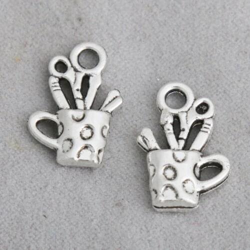 RAINXTAR Fashion Vintage Alloy Stationery Charms Pen Holder Charms School Charms 100pcs 13*18mm AAC453