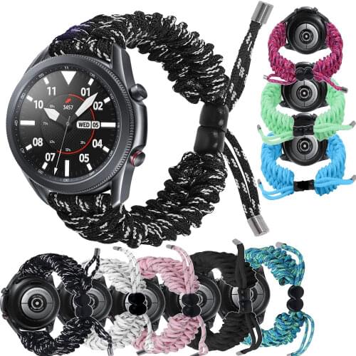 New Umbrella Cord Adjustable Braided Watchband 20MM 22MM For Samsung Galaxy Watch 3 45mm 41mm Smart Watch Strap Replacement Belt