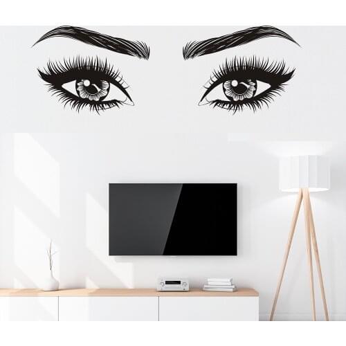 Lash & Brows Eyes Quote Wall Stickers Pretty Eyelashes Wall Decals Mural For Girls Bedroom Eyebrows Store Beauty Salon Decor