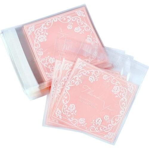 Pink Rectangle Wedding Bags OPP Cellophane Bags Pouches for Christmas Party Basket Candy Packing 13.6x10.1cm about 95~100pcs/bag