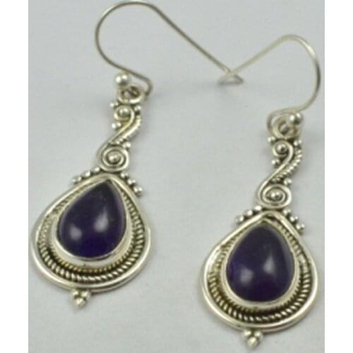 Genuine Amethyst Earrings 925 Sterling Silver Earrings, 39.4 mm, AE2244