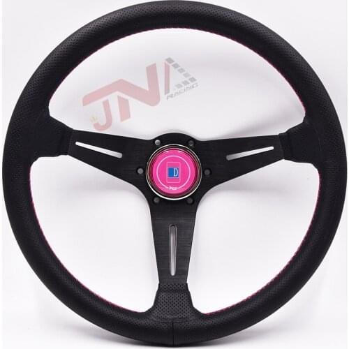 Pink Stitching Racing Steering Wheel Sports 71MM Deep Dish Steering Wheel Auto Steering wheel14inch 350MM