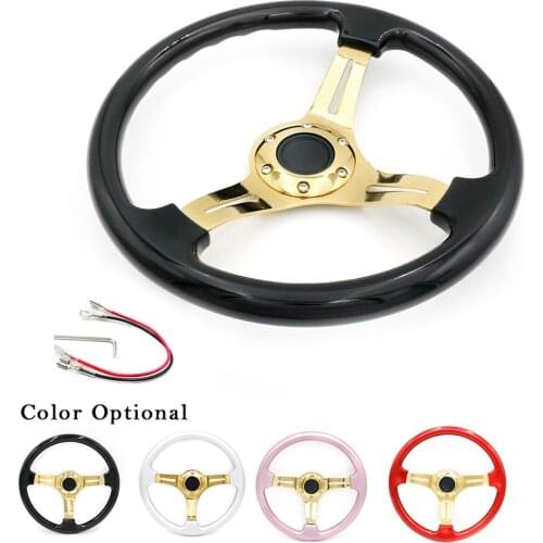 350mm 14inch ABS Auto Racing Universal Steering Wheel 6 Holes Electroplated Gold Bracket Car Steering wheels