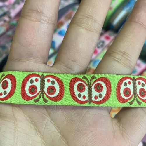 ZERZEEMOOY 5/8" 16 mm 5yards/lot Cartoon Polyester Woven Jacquard Ribbon Green background butterfly KTZD19112515