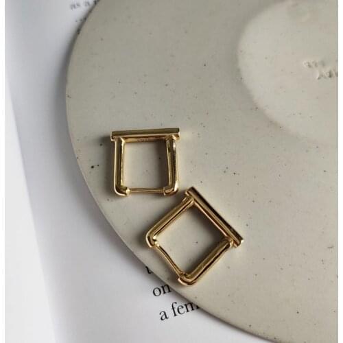 Silvology 925 Sterling Silver Rectangle Stud Earrings Gold Geometric Art Elegant Earrings For Women 2019 Fashionable Jewelry