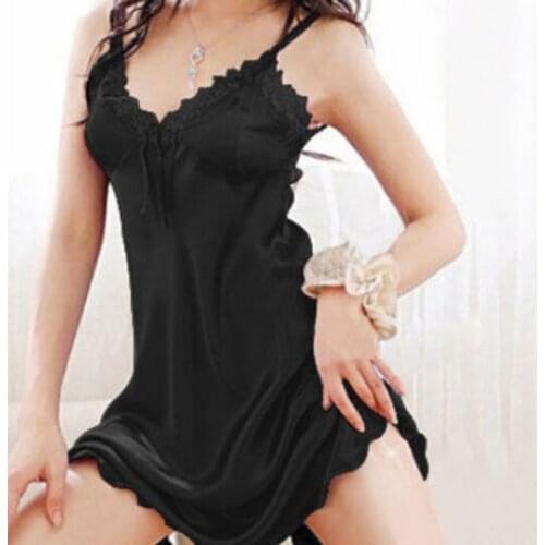 Women Lingerie Dress Lace Up Sleeveless Spaghetti Strap Big Open V-Neck Low Cut Chest Solid Color Mini Sexy Underwear Clothes