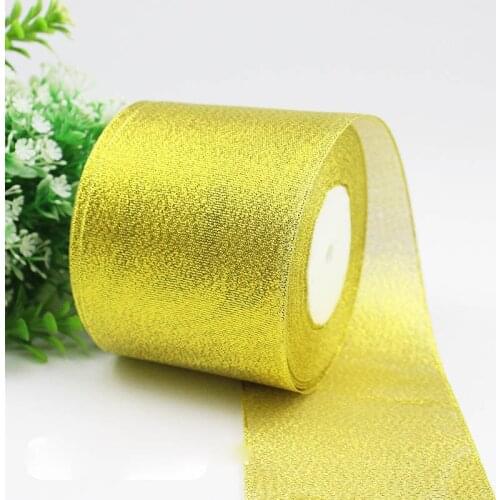Gold/Silver Silk Satin Organza Ribbon Glitter Embroidered Onions Ribbons for Wedding Cake Gift Decoration DIY Craft Supplies