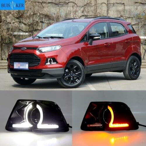1 set LED DRL Daytime Running Lights Daylight yellow turn Fog Head white Lamp For Ford Ecosport 2013 2014 2015 2016