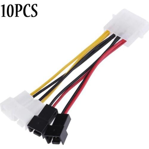 10pcs 4-Pin Molex To 3-Pin Fan Power Cable Adapter Connector 12V Computer Cooling Fan Cables For CPU PC Case Fan