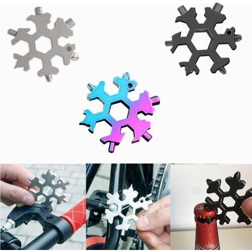 19 in1 Portable Multifunction Snowflake Tool Keyring Key Ring Spanner Hex Wrench Screwdriver Camp Survive Outdoor Hike Hand Tool