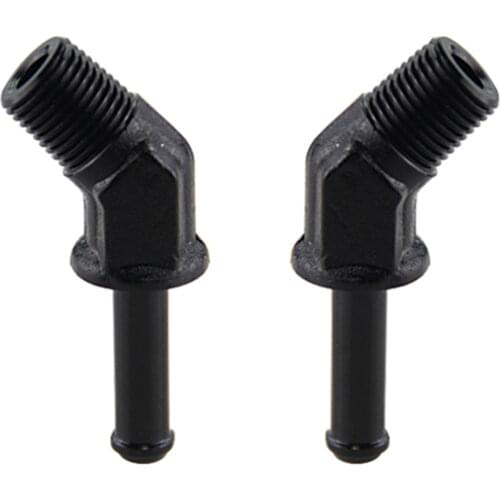 2PCS ALUMINUM 1/8" NPT MALE 45 DEGREE TO 1/4" HOSE BARB NIPPLE AN4 FITTING BLACK
