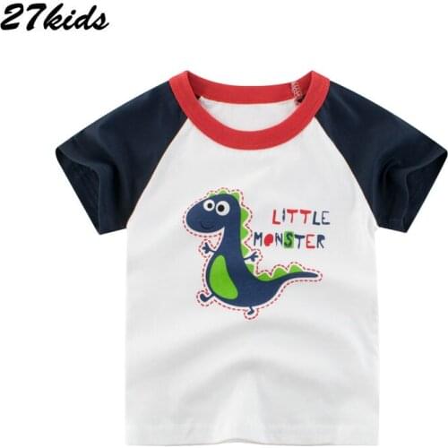 27kids Children Clothes Dinosaur Shirt Boys T Shirts For Infant Kid Cartoon Print T-shirt Tops Tee Newborn Boys Clothes 2-9Y