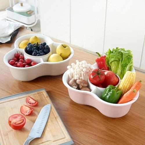 3-grid Kitchen Drain Basket Double-layer Household Detachable Triangle Fruit and Vegetable Storage Basket