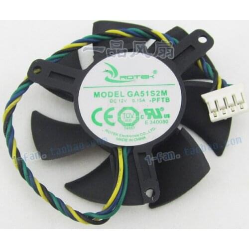 Rotek GA51S2M PFTB DC 12V 0.15A 4-Wire Server Cooling Fan
