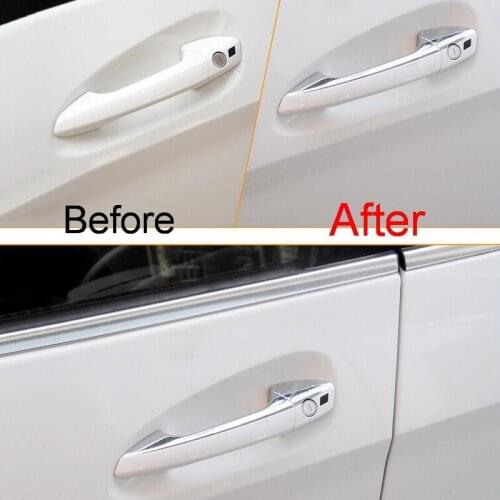 8 PCS Car New DIY ABS Chrome Car Door Handle Bright Sticker Cover Case for Benz A B C E Grade CLA GLA GL ML GLK Part Accessories