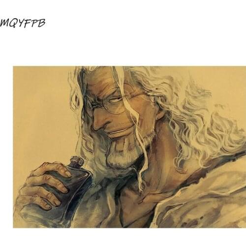 Anime One Piece Silvers Rayleigh Kraft Paper Posters Wall Stickers Decorative Paintings Household Goods