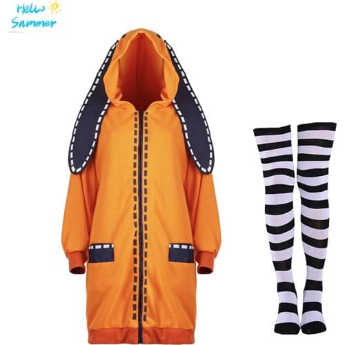 Anime Cosplay Costume Clothings Anime Yomoduki Runa Cosplay Costume For Girls Women Orange Coat Hoodies Zip Jacket Coat