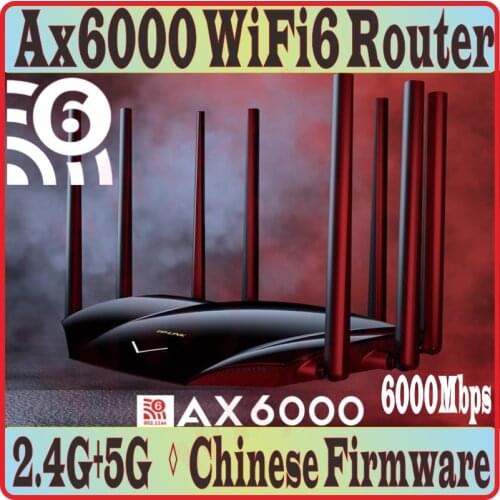 8 Antennas 6000Mbps WiFi6 Wireless Mesh Router 802.11AX Double bands 2.4GHz 1148M 5GHz 4804M, 1000M WAN/LAN Ipv6 AX6000 Wi-Fi 6