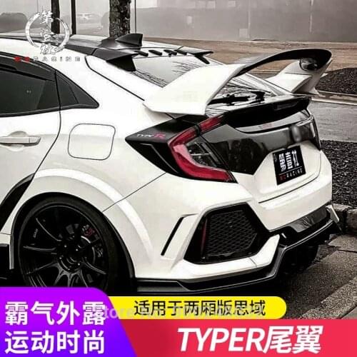 For Honda Civic FK7 Tail Wing Decoration ABS Plastic Unpainted Color Rear Roof Spoiler Wing Trunk Lip Boot Cover Car Styling