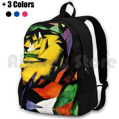 Franz Marc-Tiger , 1912 Painting Outdoor Hiking Backpack Riding Climbing Sports Bag Franz Marc Tiger Vintage Cubism German