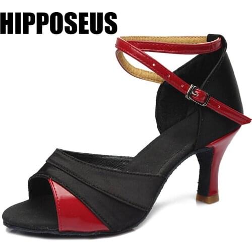 HIPPOSEUS Ballroom Dance-Shoes Women Modern Girls Tango Latin Dance Shoes Salsa Ladies Dance Shoes High Heel Dancing Shoes Black