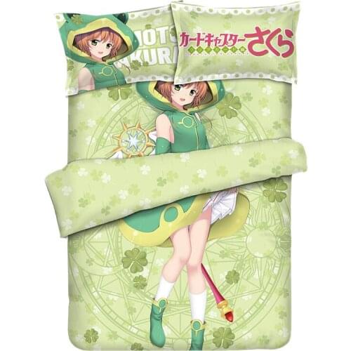Anime Cartoon KINOMOTO SAKURA Quilt Cover Bedding Set With Pillow Cases Bed Sheet Duvet Cover Set 4pc CP180011