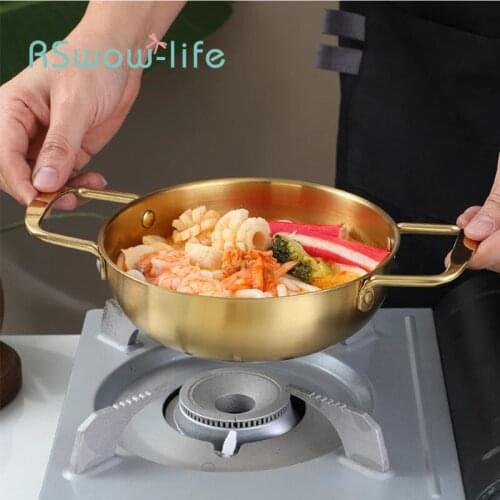 Korean Ramen Pot Thick Stainless Steel Milk Egg Soup Cooking Pot Instant Noodle Seafood Troop Pot Kitchen Cookware Chafing Dish