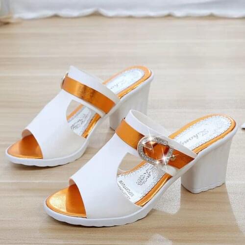 Beautiful Block Heel Women Modern Slipper Sandals Comfortable Sexy Summer Shoes