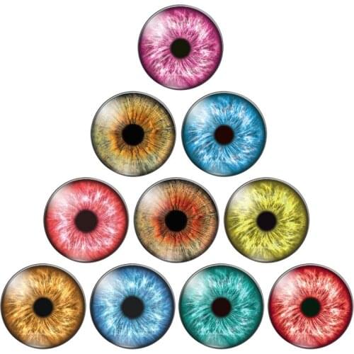 8mm-30mm Dragon Eyes Round Glass Cabochon Flatback photo Jewelry Finding Cameo Pendant Settings In Pairs 10pcs/lot