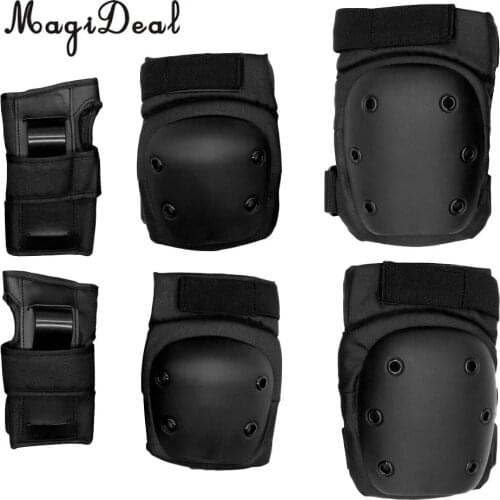 MagiDeal Set 6 Adult Kids Adjustable Skateboard Roller Inline Skate Cycling Protective Knee + Elbow + Wrist Pads Support Guard
