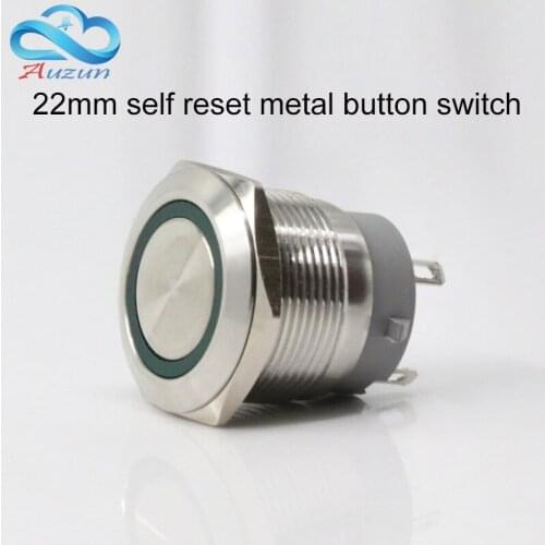 22 mm metal button switch reset button switch instantly returns to copper nickel plating voltage 6 v12 v24V220V current 10A
