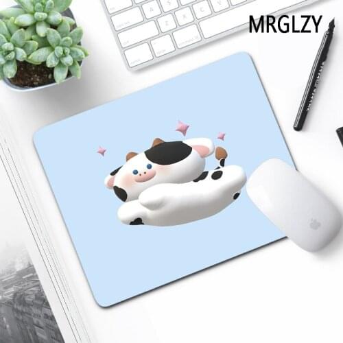 MRGLZY Hot Sale Drop Shipping Cute Cartoon Cows Bule Small Mouse Pad Gamer Gaming Accessories Laptop Mini PC 250X290 MousePads
