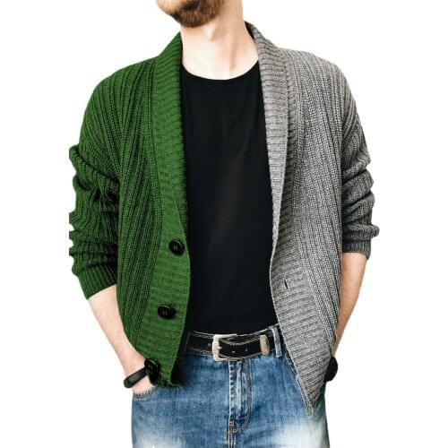 Winter Hot Sale Stitched Cardigan Lapel Cardigan Sweater Coat Mens Fashion Casual Sweater Knitted Sweater Men