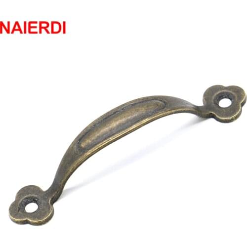 NAIERDI 2PCS Antique Furniture Handles Drawer Door Knobs Jewelry Box Bronze Cabinet Pulls Cupboard Wooden Vintage Hardware