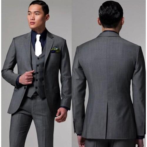 Latest Design Mens Suits Groom Tuxedos Groomsmen Wedding Party Dinner Best Man Suits Blazer (Jacket+Pants+Vest+Tie) NO:821