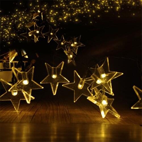 4.8M New Arrive 20 LED Solar Powered pentagram Fairy String Light Waterproof Star Outdoor Light Garden Lamp Christmas Decor