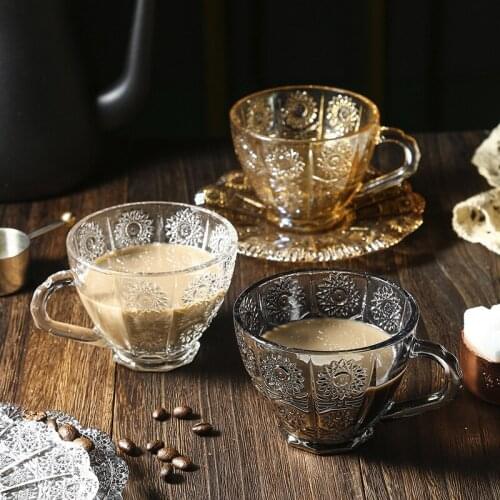 Nordic Creative Glass Mug Breakfast Milk Coffe Cup And Saucer Set Household Couple Water Cup Drinkware Best Gift